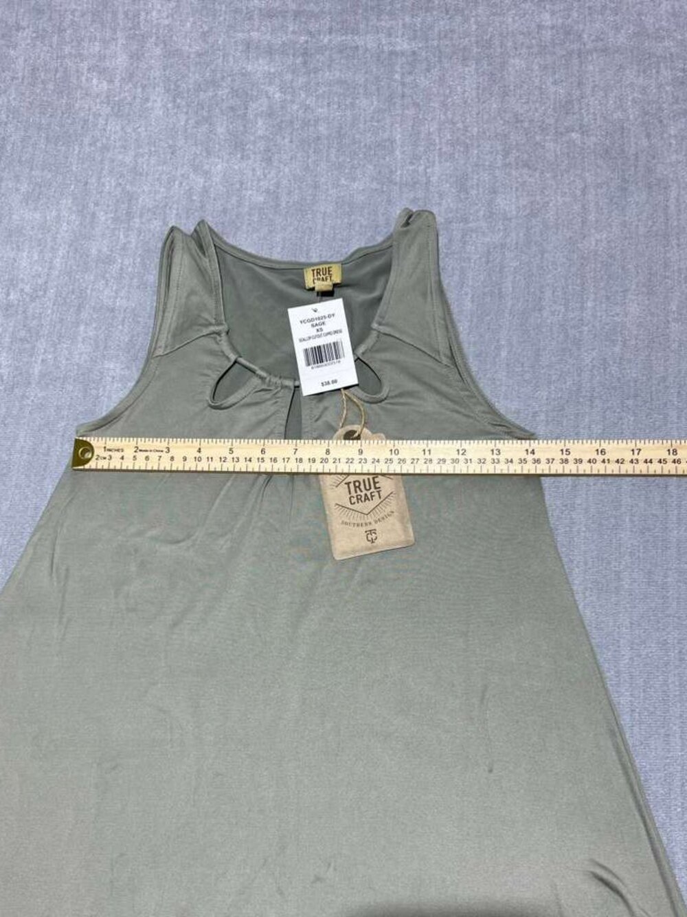 Sage Green Sleeveless Swing Dress Cutout Neck XS NWT - Picture 6 of 7
